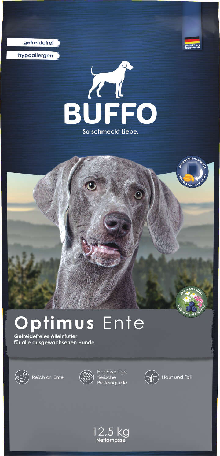 BUFFO Hunde-Trockenfutter Optimus getreidefrei Ente